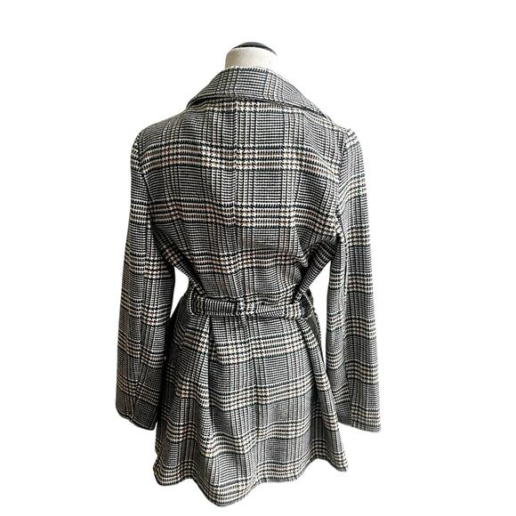 Love Tree Size Large Plaid Longline PeaCoat Belted Multicolor Pockets Preppy - Picture 3 of 13
